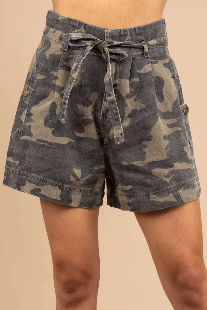 denim camo shorts