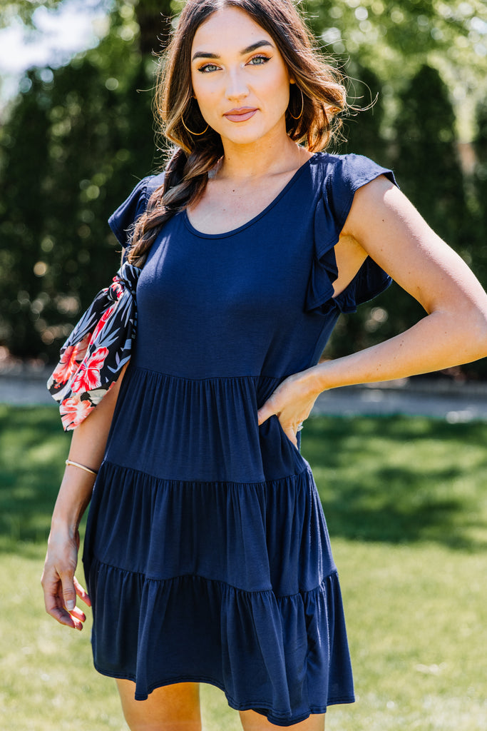 navy tiered dress