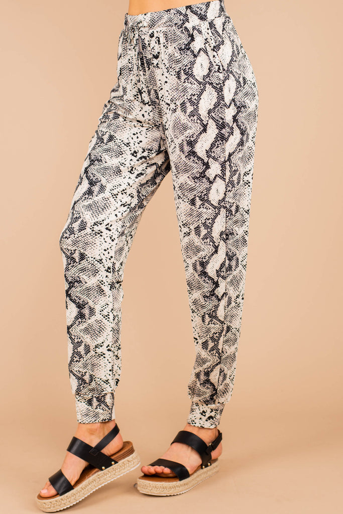 snake print joggers