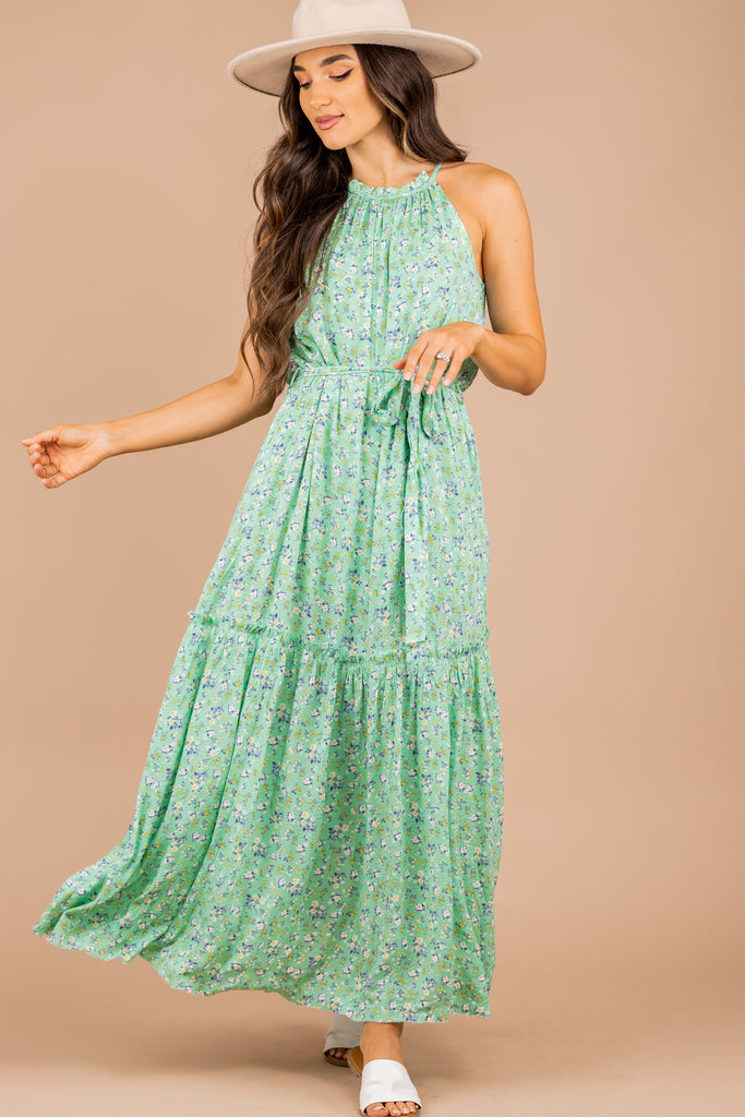 green floral dress maxi