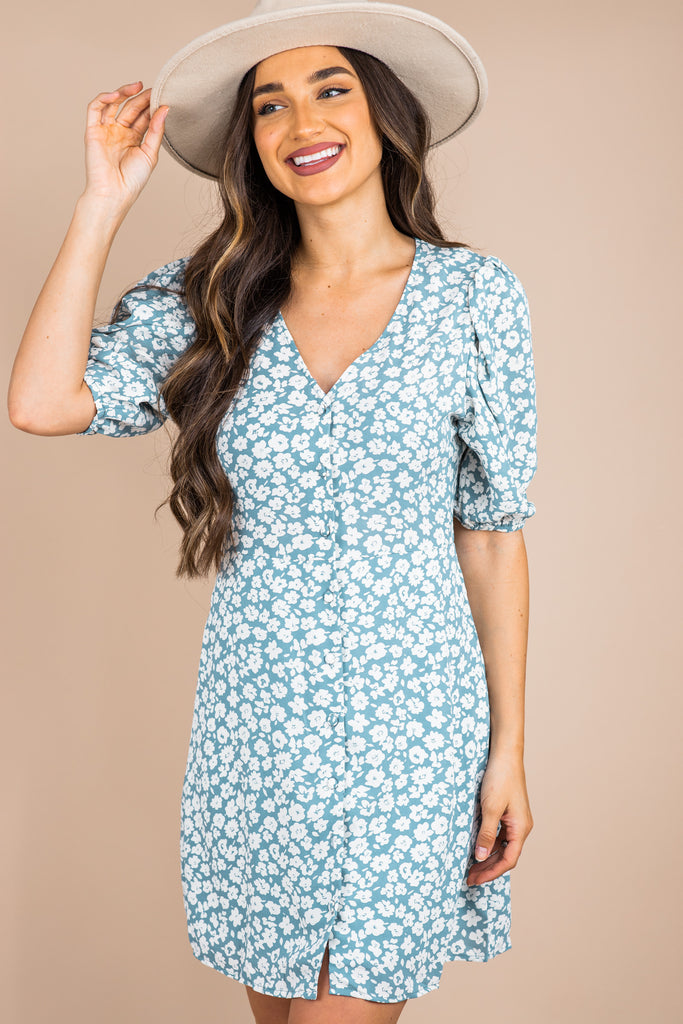 light blue button down dress