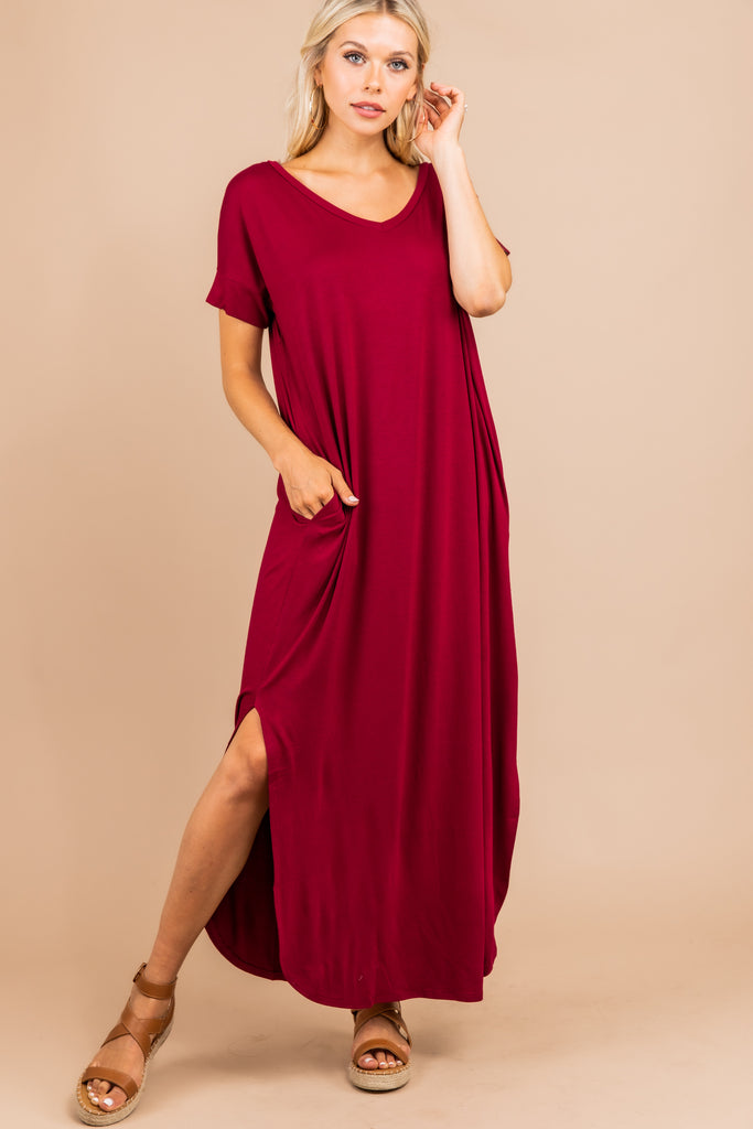 red maxi dress casual