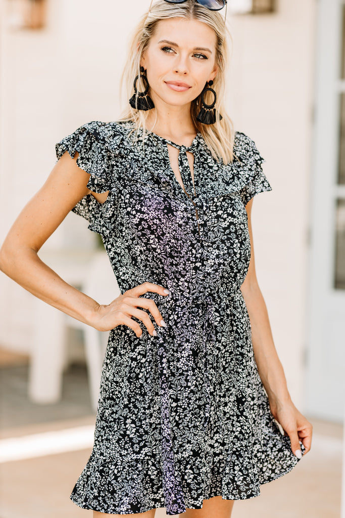 black floral ditsy dress