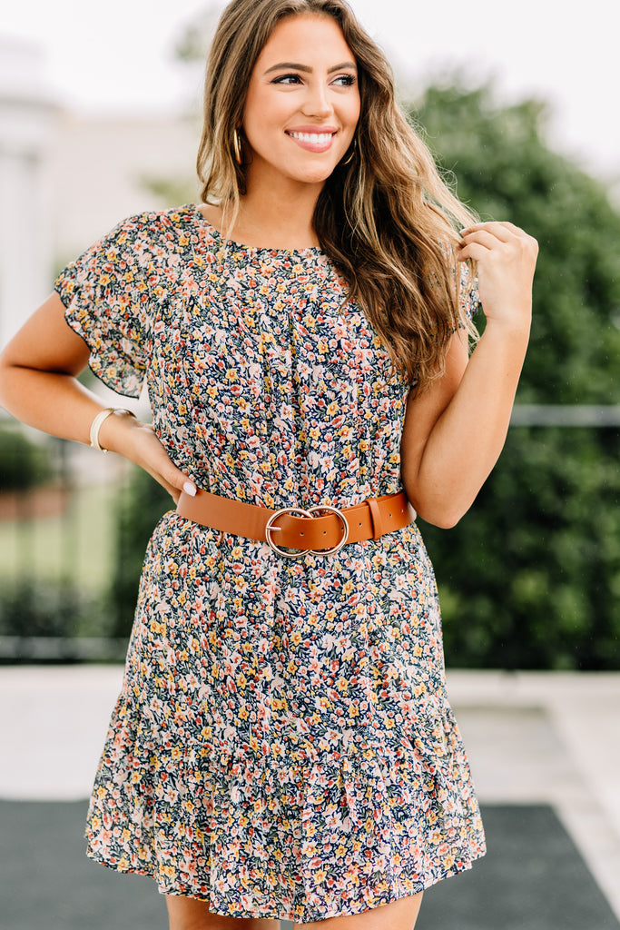 blue ditsy floral dress