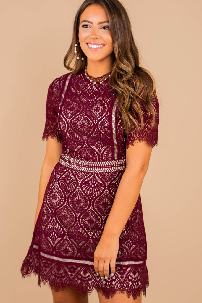 burgundy boutique dress