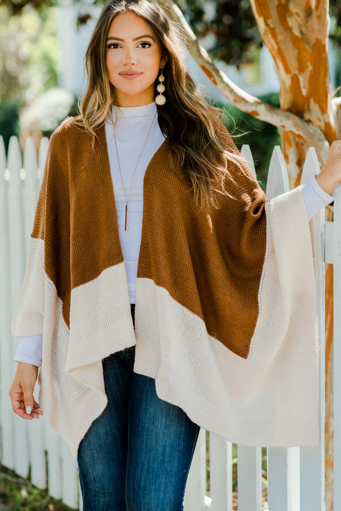 Keep Your Wits Mocha Brown Poncho – The Mint