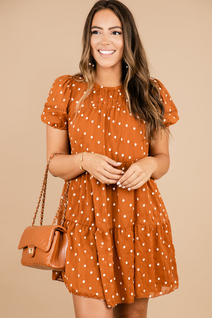 polka dot orange dress