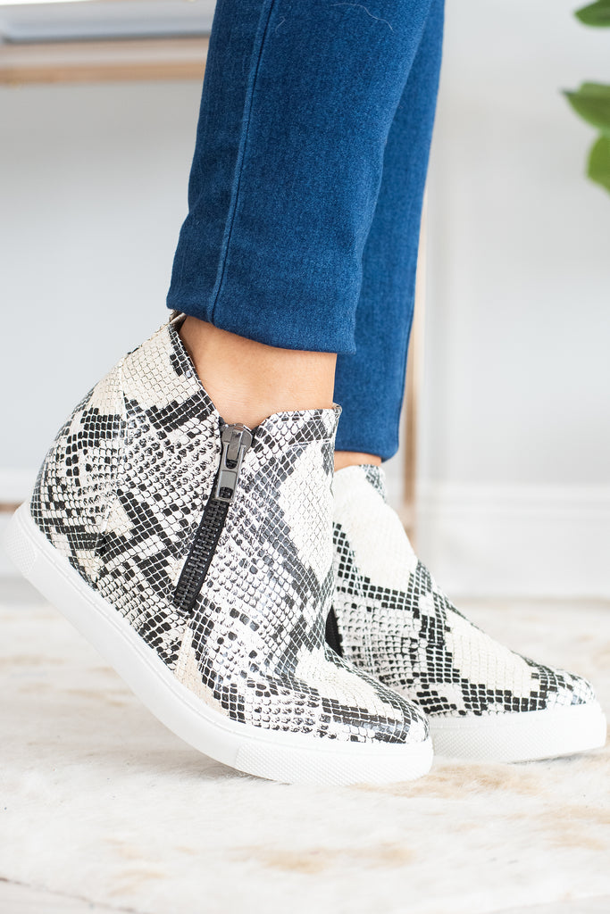 snake wedge sneakers