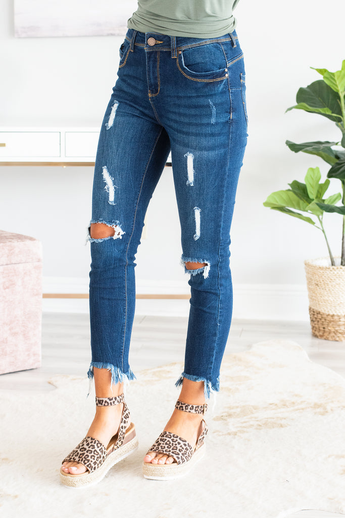 jeans with ripped ends