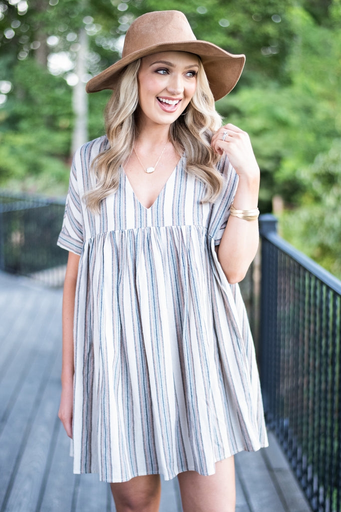 white dress with stripes