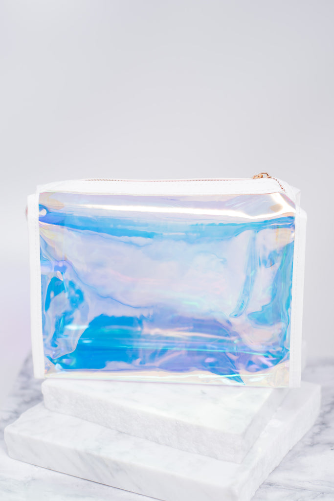 clear iridescent bag