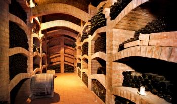 Wine cellar with brick wine racks