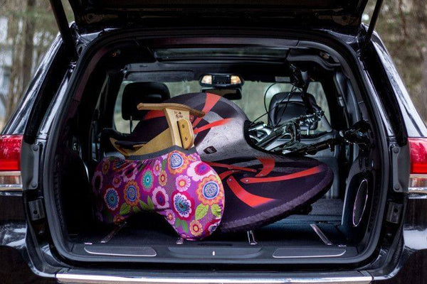 velosock in a car trunk