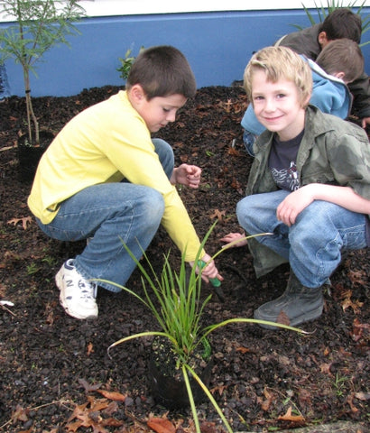 Children planting trees for Habitat for Humanity