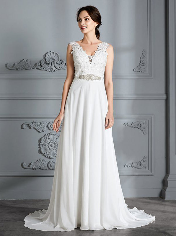 Informal Wedding Dresses Chiffon Bridal Dress With Train Beach