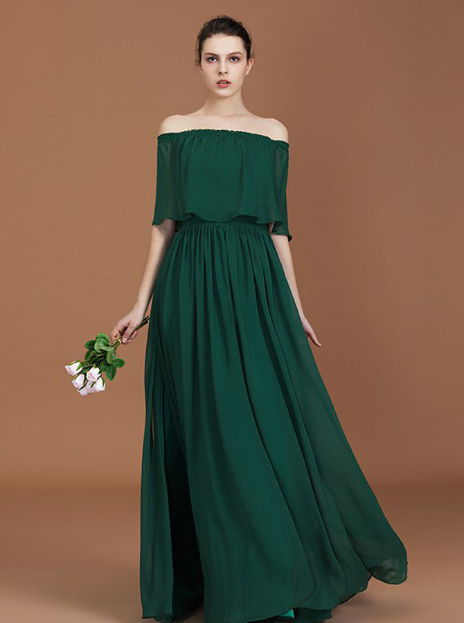 green chiffon dress with sleeves