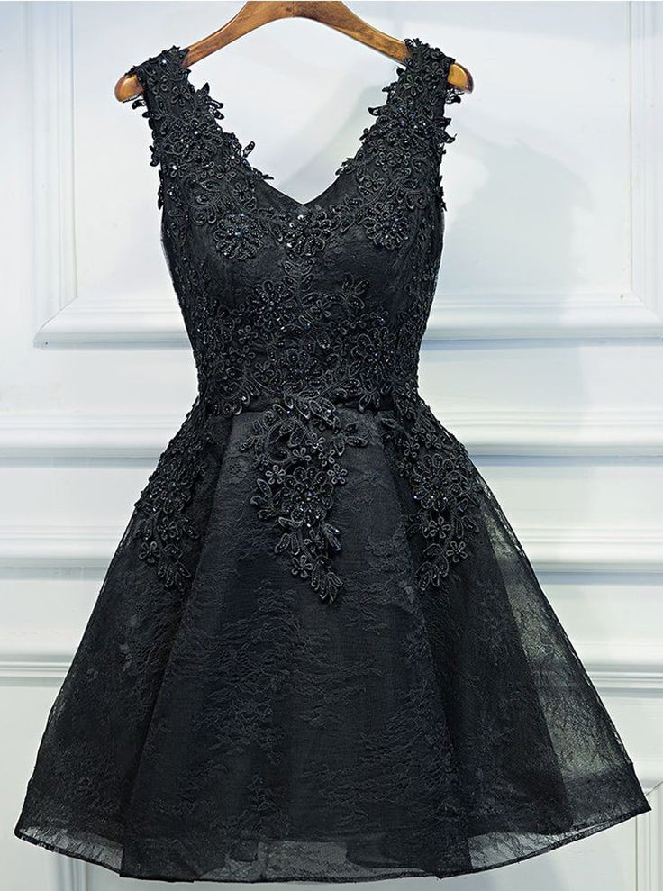 Black Homecoming Dresses,Lace 