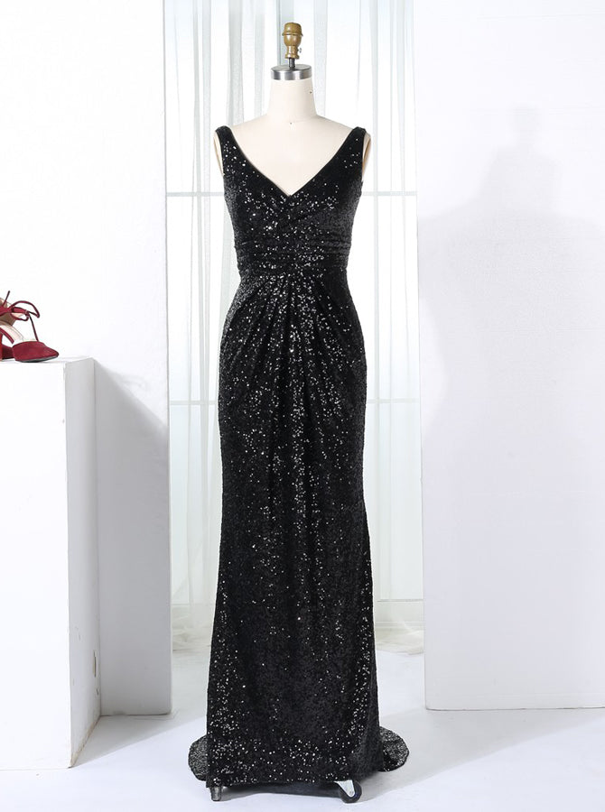 black sequin full length dress