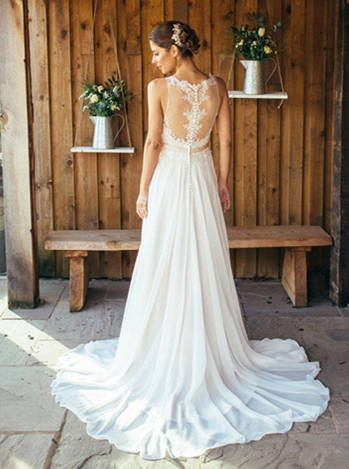 Boho Wedding Dresses Beach Wedding Dress Chiffon Bridal Dress Simple Wedding Dress Wd00059