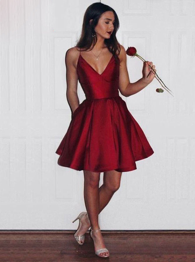 Burgundy Homecoming Dresses,A-line 