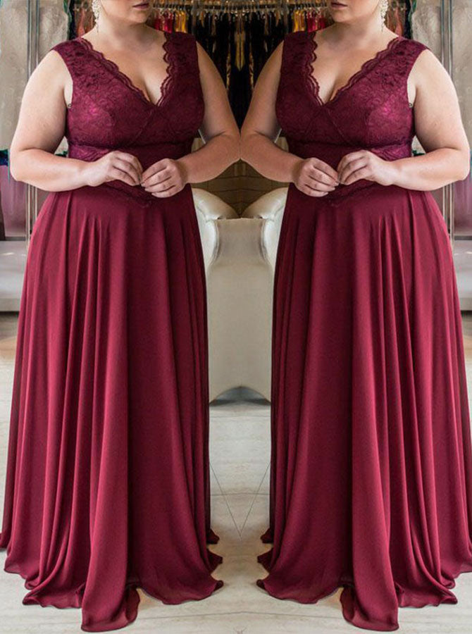 burgundy plus size prom dress