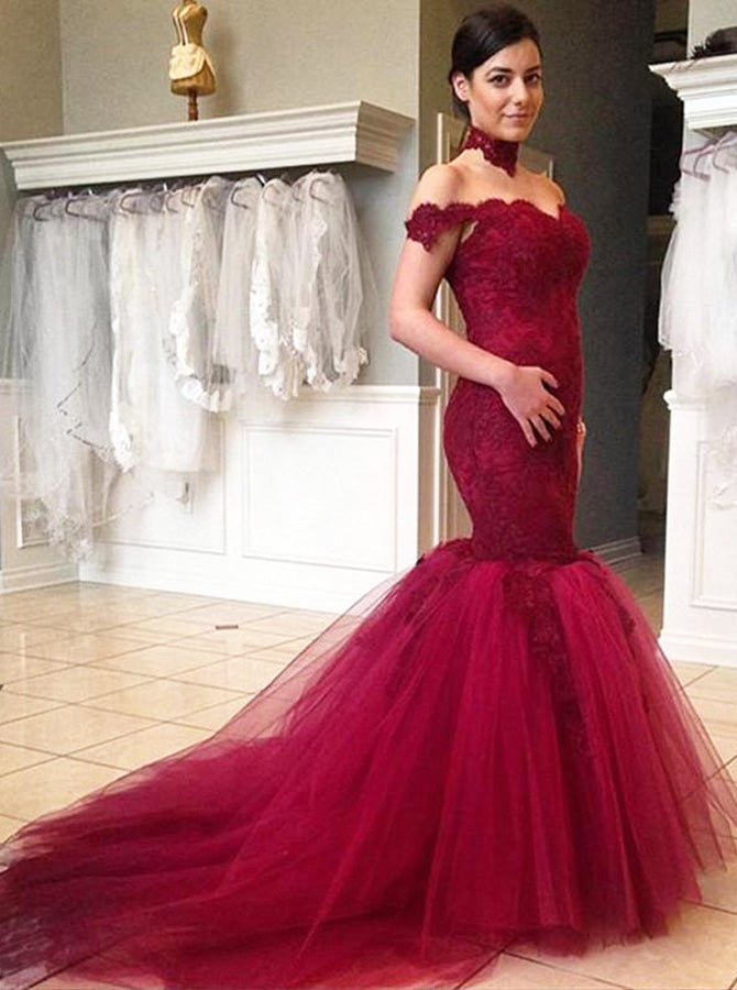 burgundy red prom dresses