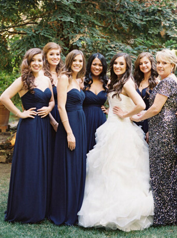 long navy bridesmaid dresses