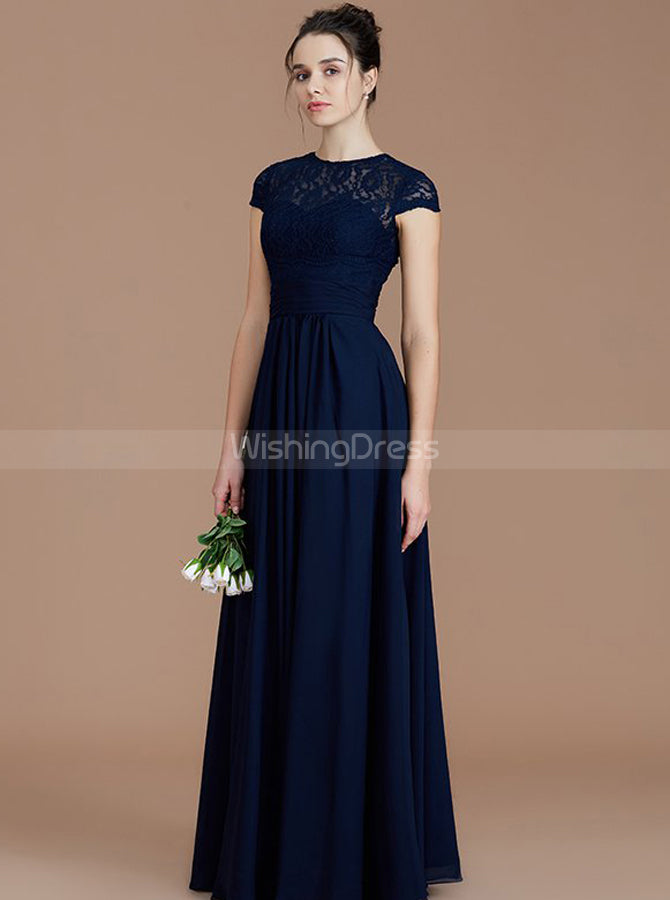 navy wedding dresses with sleeves