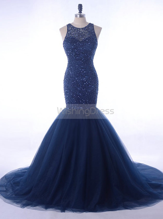 sparkly navy blue prom dress