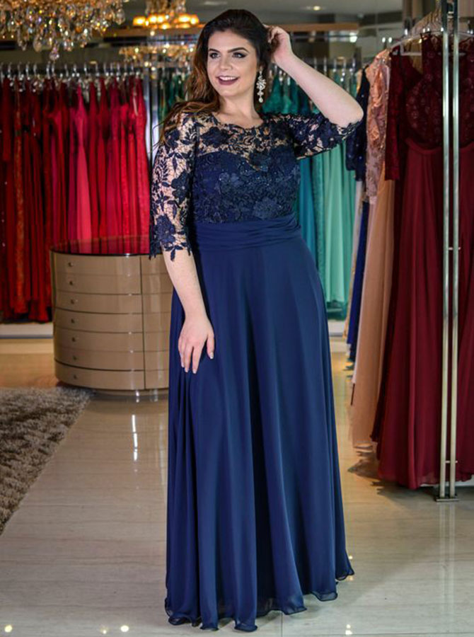 navy blue prom dresses plus size