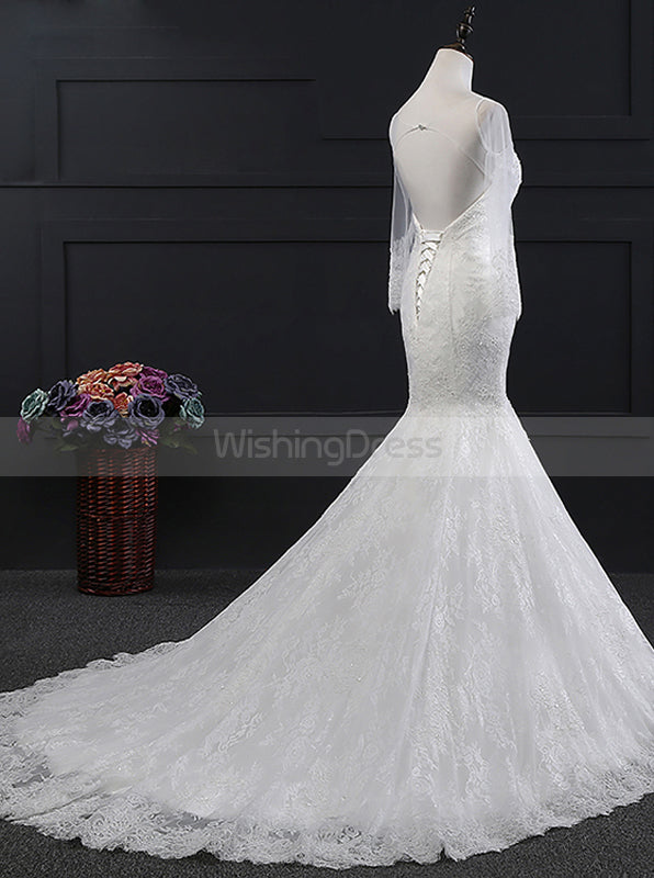 fit and flare open back wedding dress