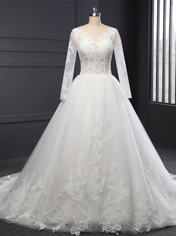 Formal Wedding Dresses,Wedding Dress with Sleeves,Classic Bridal Gown