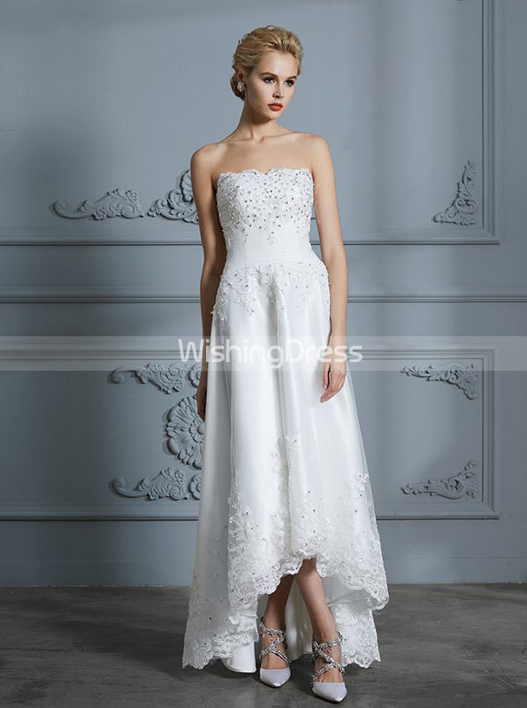 strapless high low wedding dress