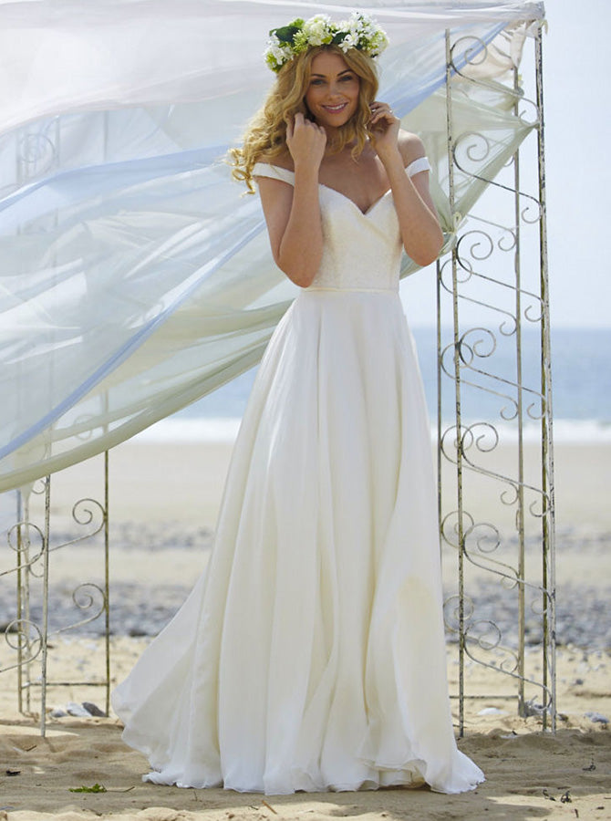 ivory beach wedding dresses