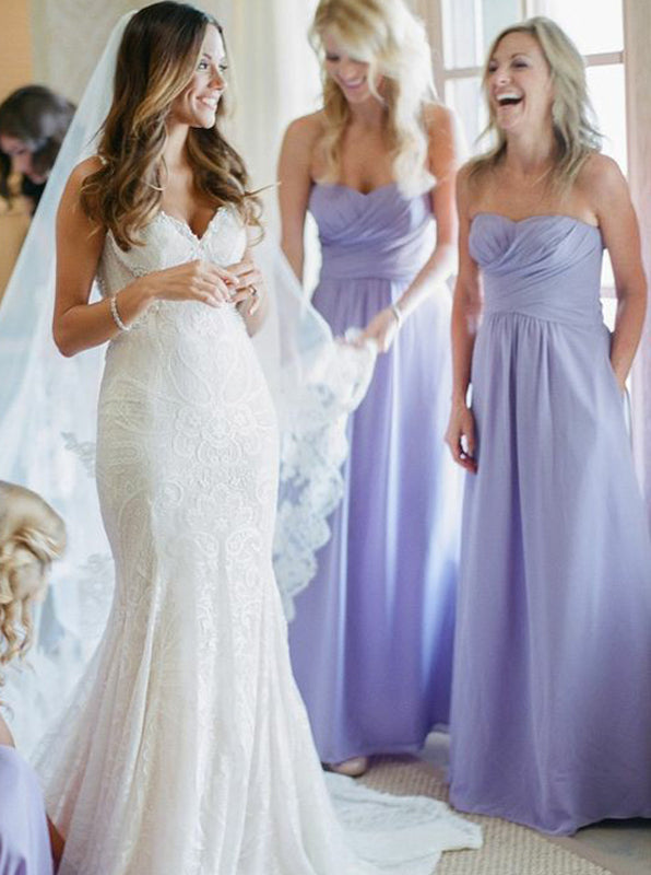 strapless bridesmaid dress long