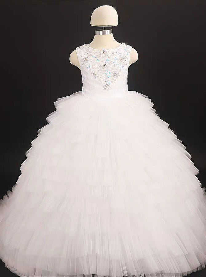 white ball gowns for little girls