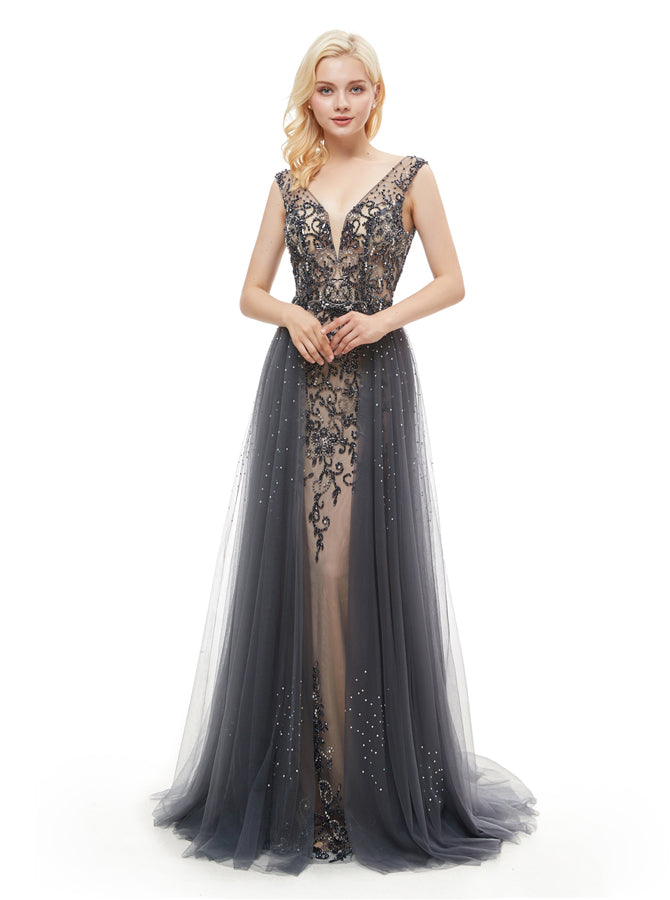 over skirt evening gown