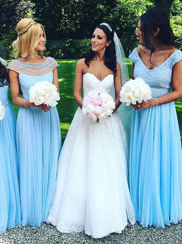 very light blue bridesmaid dresses