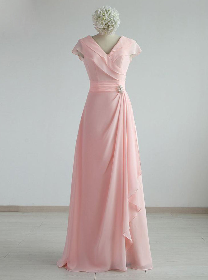 pink chiffon gown