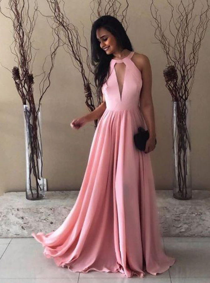 pink long satin dress