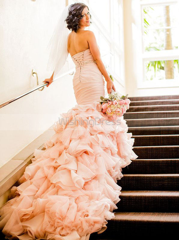 blush mermaid wedding dress