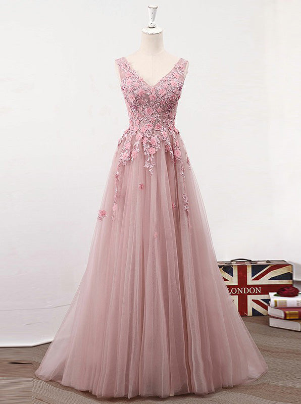 floral tulle prom dress