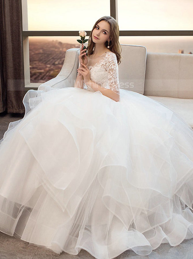 Princess Ball Gown Wedding Dresses Ruffled Bridal Gown Wd00354