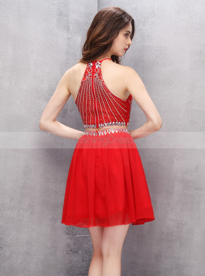 two piece red homecoming dress