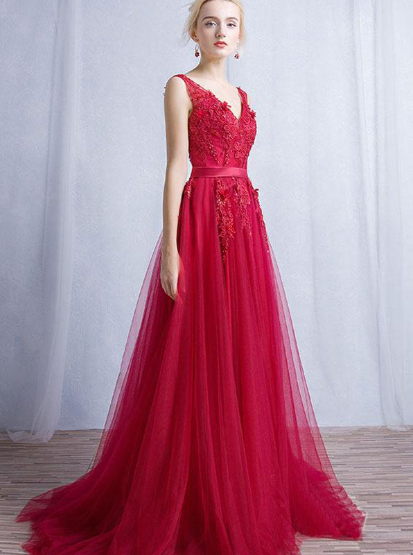 red tulle bridesmaid dress