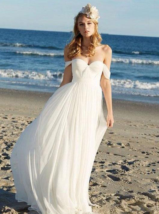 Romantic Wedding Dresses Off The Shoulder Bridal Dress Boho Bridal Dress Beach Bridal Dress Wd00244