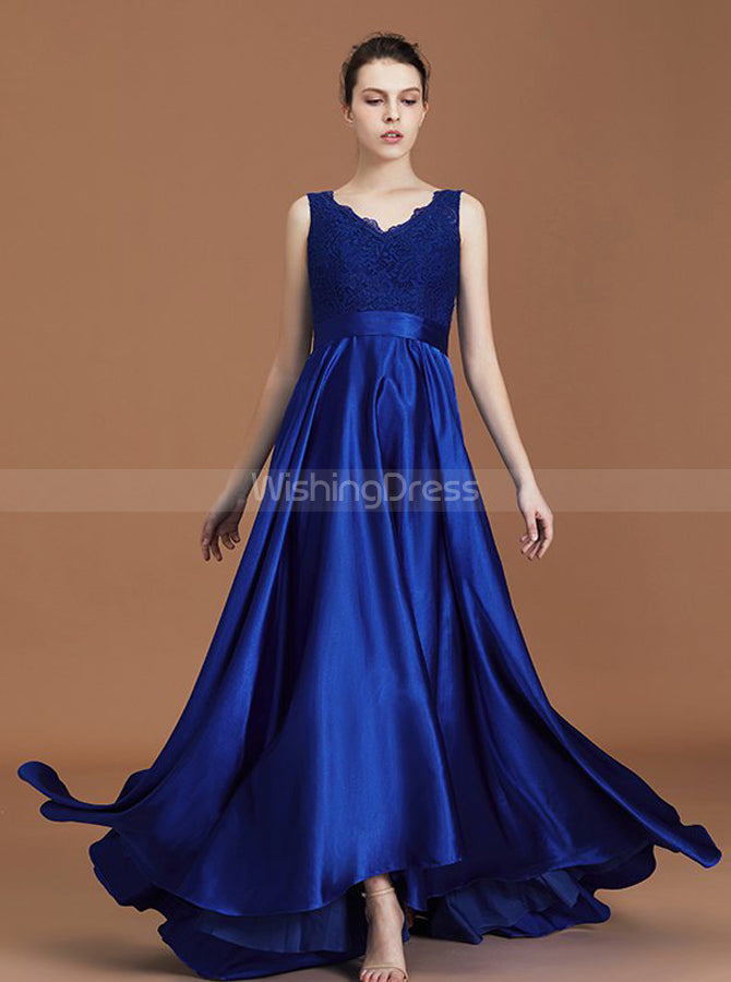 blue satin wedding dress