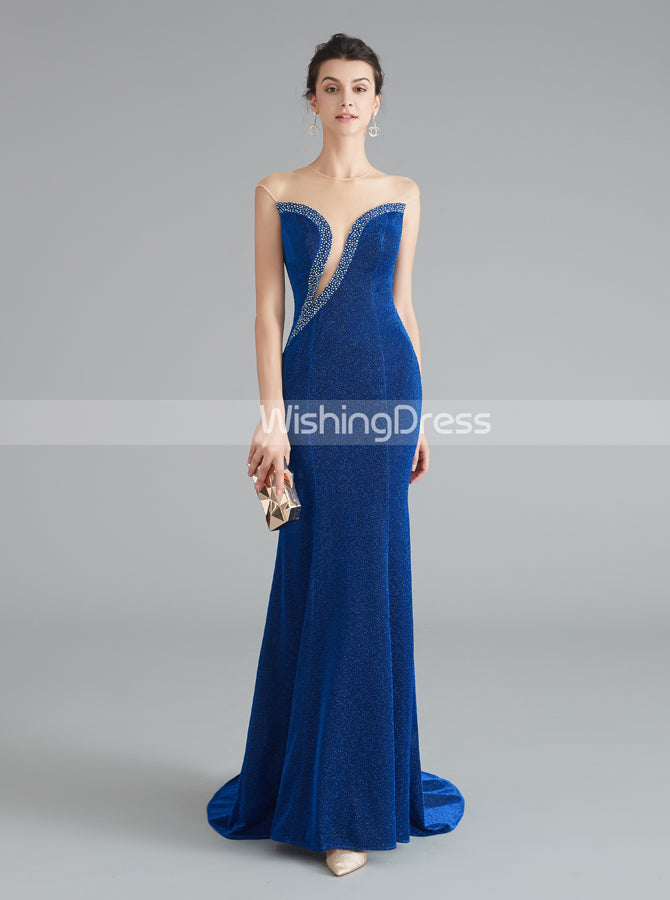 royal blue long fitted dress