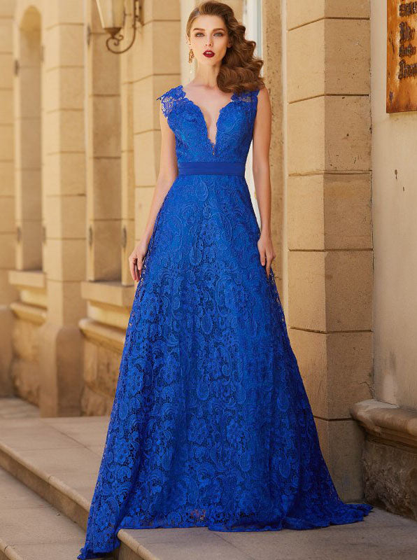 blue prom dresses with sleeves