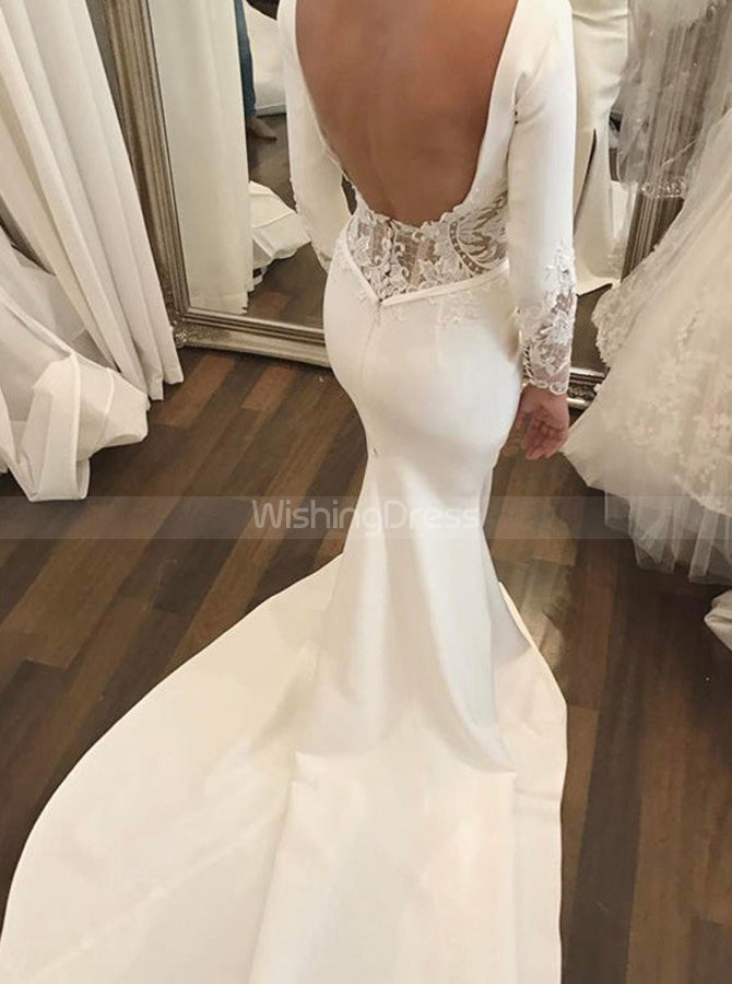 wedding dress long sleeve satin